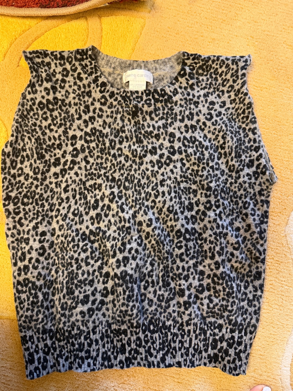 Vintage Pierre Cardin leopard print wool tank vest top